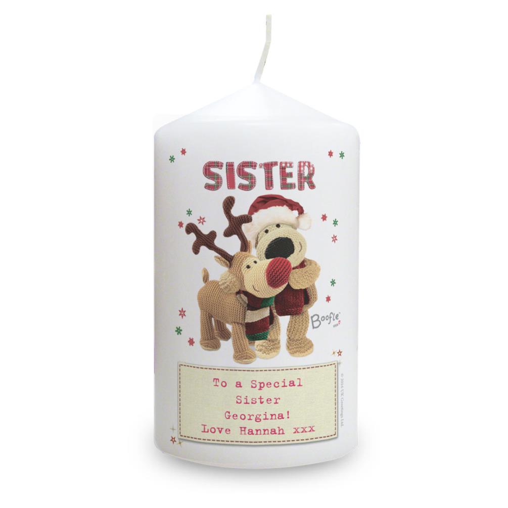 Personalised Boofle Christmas Reindeer Pillar Candle £11.69